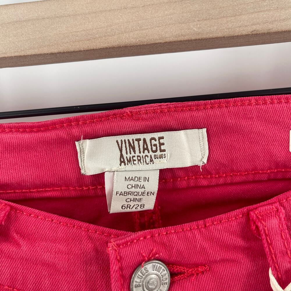 VINTAGE AMERICA BLUES Jeans Size 6R/28 Missy Stretch Skinny Red/Pink Zipper NWT - Picture 5 of 15